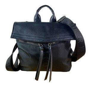 Botkier New York Women's Black Polyester/Leather Pockets Zipper Backpack Bag